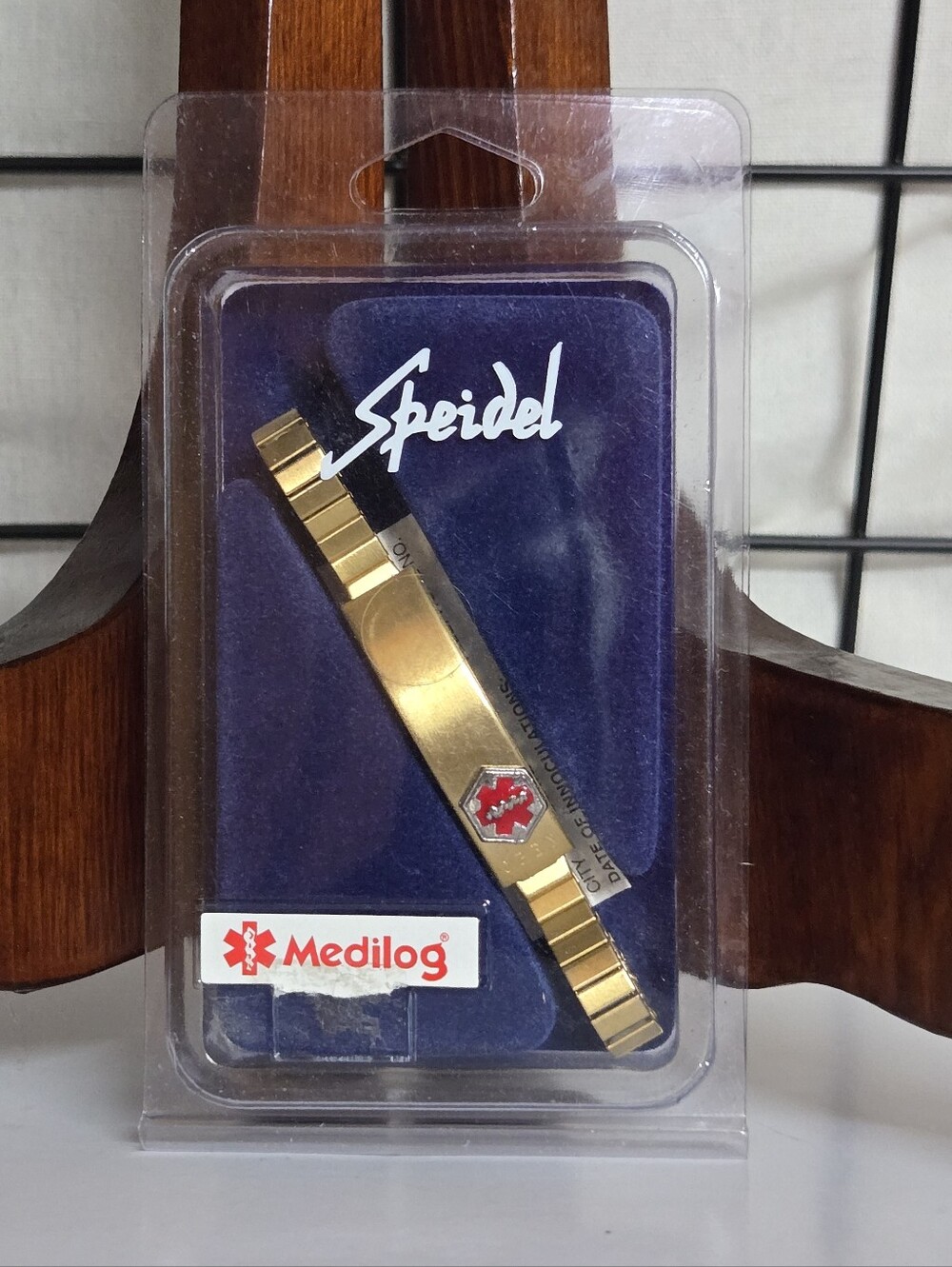 Speidel Gold Medical ID Stretch Bracelet with Red Emblem